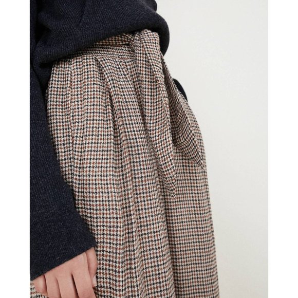 Nanushka Private Pant Houndstooth Check Wide Leg Smocked Waist J25 - Picture 8 of 11